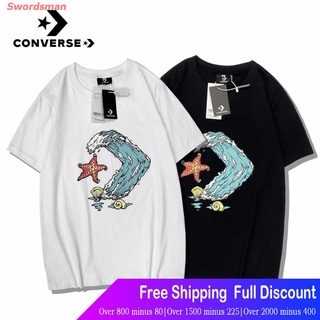 Swordsman Converseเสื้อยืดกีฬา Converse เสื้อยืดลําลองสําหรับผู้ชายแขนสั้นคอกลมพิมพ์ลาย Converse Star Arrow Graffiti 100