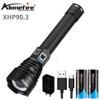 Alonefire H34 ไฟฉาย LED XHP90.3 กันน้ํา ชาร์จ USB ซูมได้