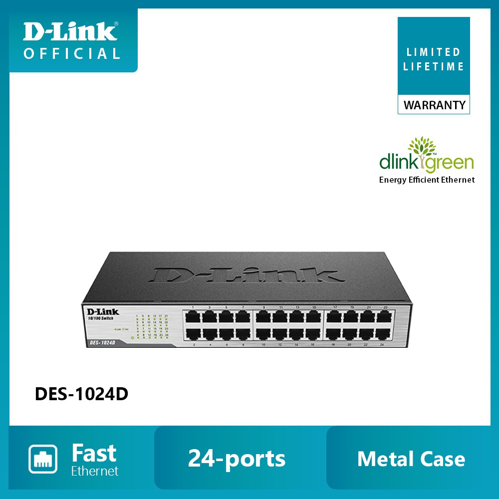 D-Link DES-1024D 24-port 10/100Mbps Unmanaged Switch (Metalic ...