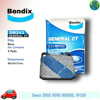 ผ้าเบรคหน้า Benz เบ็นซ์ 230E,300E , 500SEL (W126) ผ้าดีสเบรค ยี่ห้อ (เบนดิก Bendix GCT) DB243 ( 1กล่อง = 4ชิ้น )