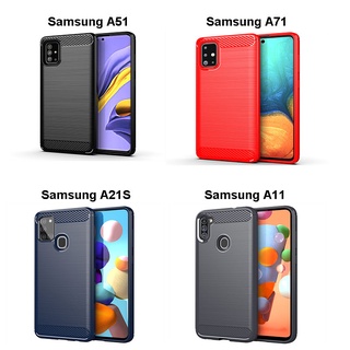 เคสโทรศัพท์มือถือ แบบนิ่ม ลายคาร์บอน สําหรับ Samsung Galaxy A21S A11 A31 A51 A71 5G UW A10 A10S A01 Core A21 A41 A81 M01 Core M60S Note 10 Lite M01S M10