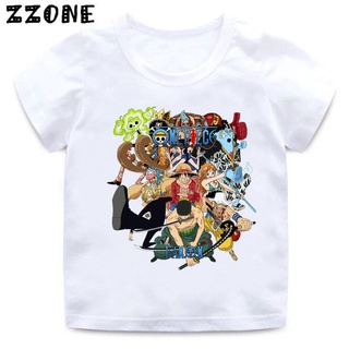 เสื้อยืด พิมพ์ลาย One Piece Luffy Ace Sabo Law Zoro &amp; Nami สําหรับเด็กผู้ชาย และเด็กผู้หญิง