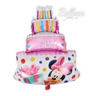 Mickey&amp;Minnie Pink Layer Cake Balloon ขนาด 60x85cm