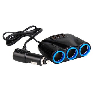 Car Charger ปลั๊กสำหรับขยายช่องเสียบ 3 ช่อง พร้อม USB 3 port ในรถยนต์