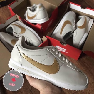 🍃Nike Classic Cortez  สี Light Bone Gold สีครีม โลโก้ทอง