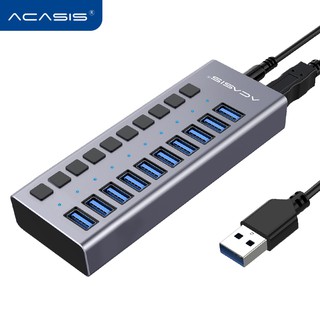 Acasis USB HUB 3.0 Super Speed 5Gbps 10 Ports Portable USB 3.0 HUB Splitter With External Power Adapter PC For Accessories