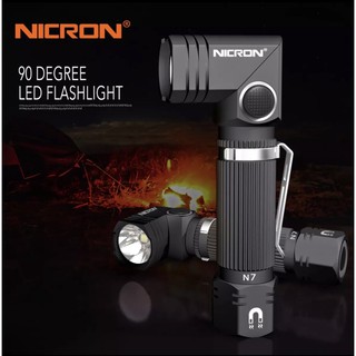 ไฟฉาย LED เอนกประสงค์ NICRON N7 (B74e) 600ลูเมน (📌แถมถ่าน14500🔋) แฮนด์ฟรี Dual หมุนได้ 90° ท้ายแม่เหล็ก