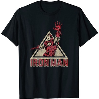 เสื้อยืดโอเวอร์ไซส์เสื้อยืด พิมพ์ลายกราฟฟิค Marvel Iron Man Power ทรงสามเหลี่ยม สไตล์วินเทจ แฟชั่นเรโทรS-3XL
