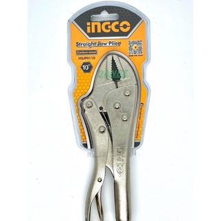 คีม INGCO คีมล็อคปากตรง 10 นิ้ว รุ่น HSJP0110 Straight Jaw Locking Plier / คีมล็อก คีมล๊อค