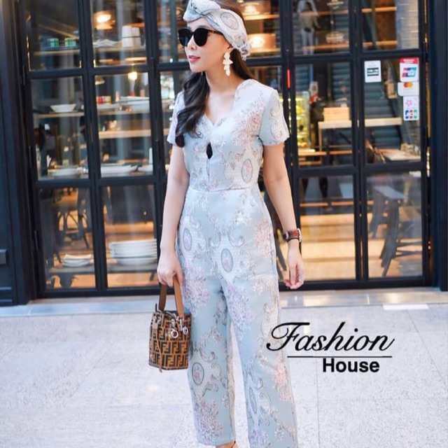 jumpsuit-ผ้าทอ-คอหยัก-จั๊มสูทขายาว5-ส่วน