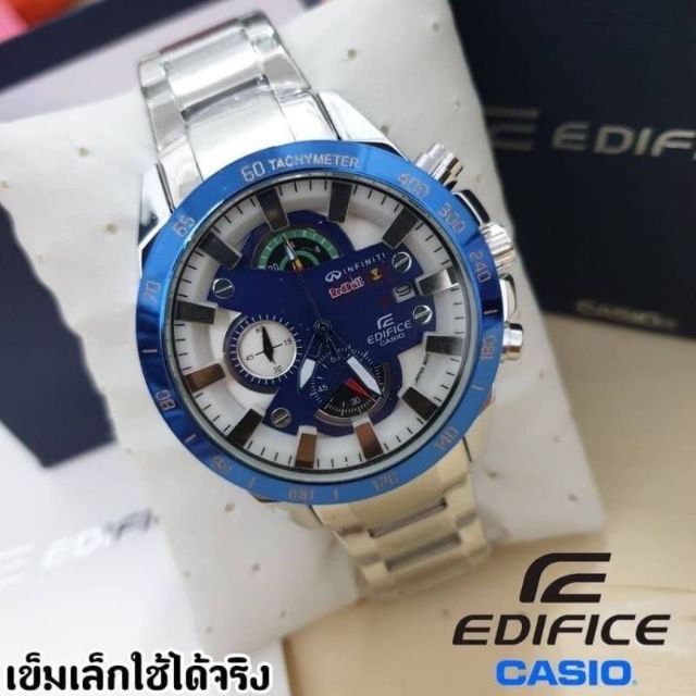 casio-edifice-นาฬิกาสายเลส-ระบบอนาล็อก-หน้าโคโนกราฟ-3-วงบอก-วัน-วันที่-เวลา-24-ชม-สินค้ามีถ่าน-ผ้าเช็ค-ถุงผ้า