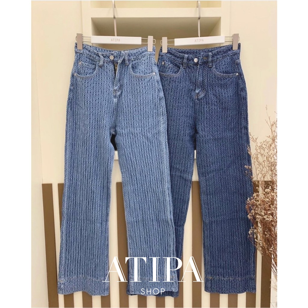 atipashop-jeans-lv-กางเกงยีนส์-ทรงขนกระบอก-ทรงสวย-ดีเทลน่ารักมาก-มีสองสี