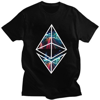 เสื้อยืดวินเทจเสื้อยืดแขนสั้น คอกลม ผ้าฝ้าย พิมพ์ลาย Ethereum City Cryptocurrency ETH สําหรับผู้ชาย