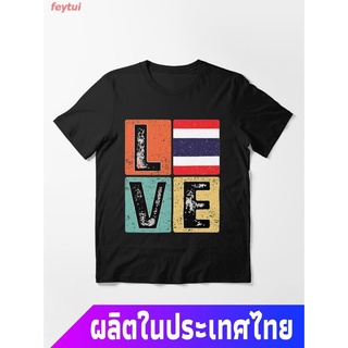 ธงชาติไทย ฉันรักประเทศไทย Thailand Flag I Love Thailand Flag For Thai Pride Gift Essential T-Shirt  คอกลม แฟชั่น แขนสั้น