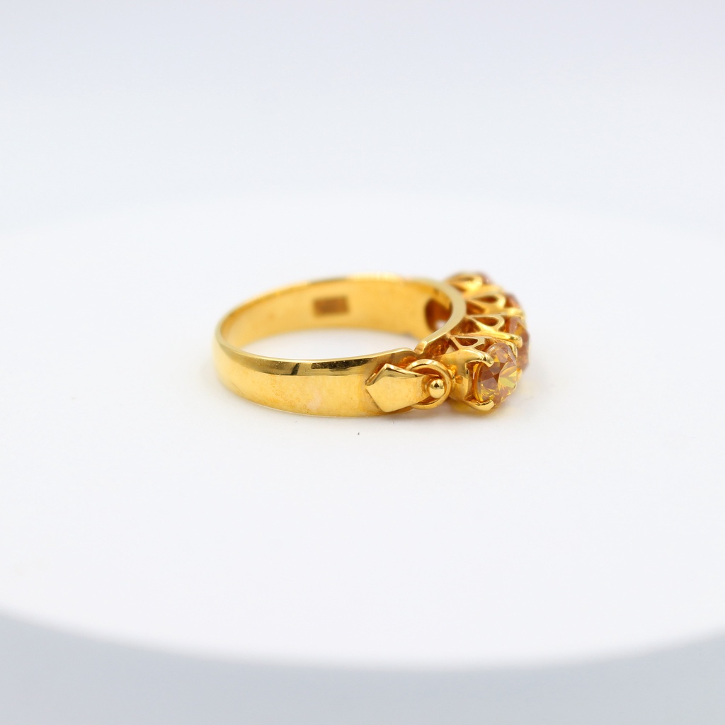 แหวนทองแท้-หลุดจำนำ-size-55-แหวนพลอยแถว-สีเหลือง-ทรงแหวนแถวเกาะหนามเตยกระเปาะฉลุหัวใจ-ทองคำแท้-18k
