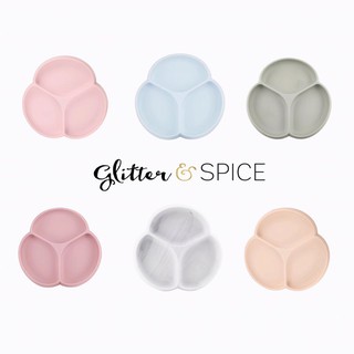 🔥ใส่โค้ดTKBLYCT2ลดอีก72🔥จานซิลิโคนดูดโต๊ะ Glitter&amp;Spice แบรนด์จากแคนาดา จานเด็ก จานก้นดูด ปลอดภัย ดูดแน่นไม่หลุด