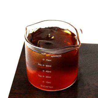 แก้วตวงสองปาก มีสเกล ขนาด 75 ml.  Double mouthed cup 75 ml.