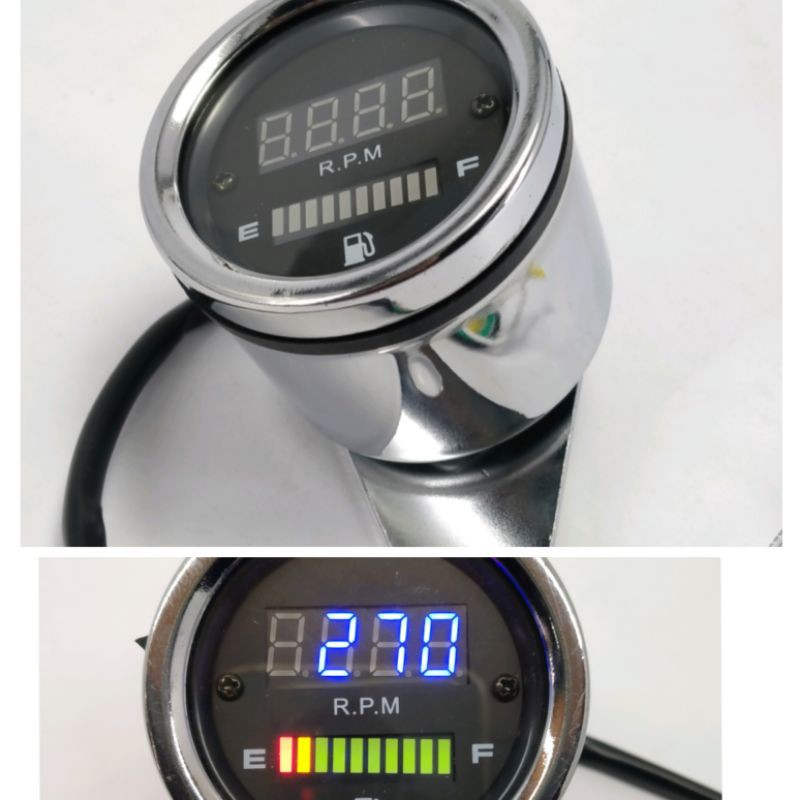 Ampere เบนซิน LED plus RPM Digital Round Indicator Fuel Meter Classic ...