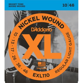 สายกีตาร์ไฟฟ้าDAddario EXL110 Electric Guitar Strings, Regular Light 10-46