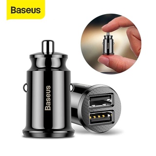 Baseus อะแดปเตอร์ชาร์จโทรศัพท์มือถือ USB 3.1A แบบคู่ ขนาดเล็ก สําหรับรถยนต์