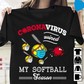 เสื้อยืดโอเวอร์ไซส์เสื้อยืด พิมพ์ลาย C.O.R.O.N.A.V.I.R.U.S Ruined My Softball Season สําหรับผู้ชายS-3XL