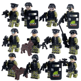 City Ctru Policeman Swat Team อุปกรณ์เสริมตัวต่อพร้อมอุปกรณ์เสริมของเล่นสําหรับเด็ก 12ชิ้น