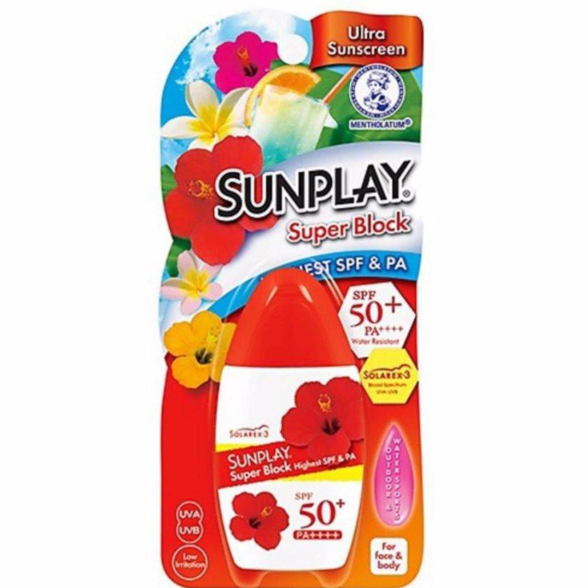SUNPLAY Super Block Sunscreen SPF50/PA++ ซันเพลย์ ซุปเปอร์บล็อค โลชั่น ...