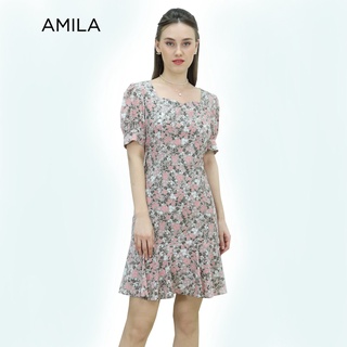 AMILA Dress AM-D923 พีชสกิน IGPU21-4