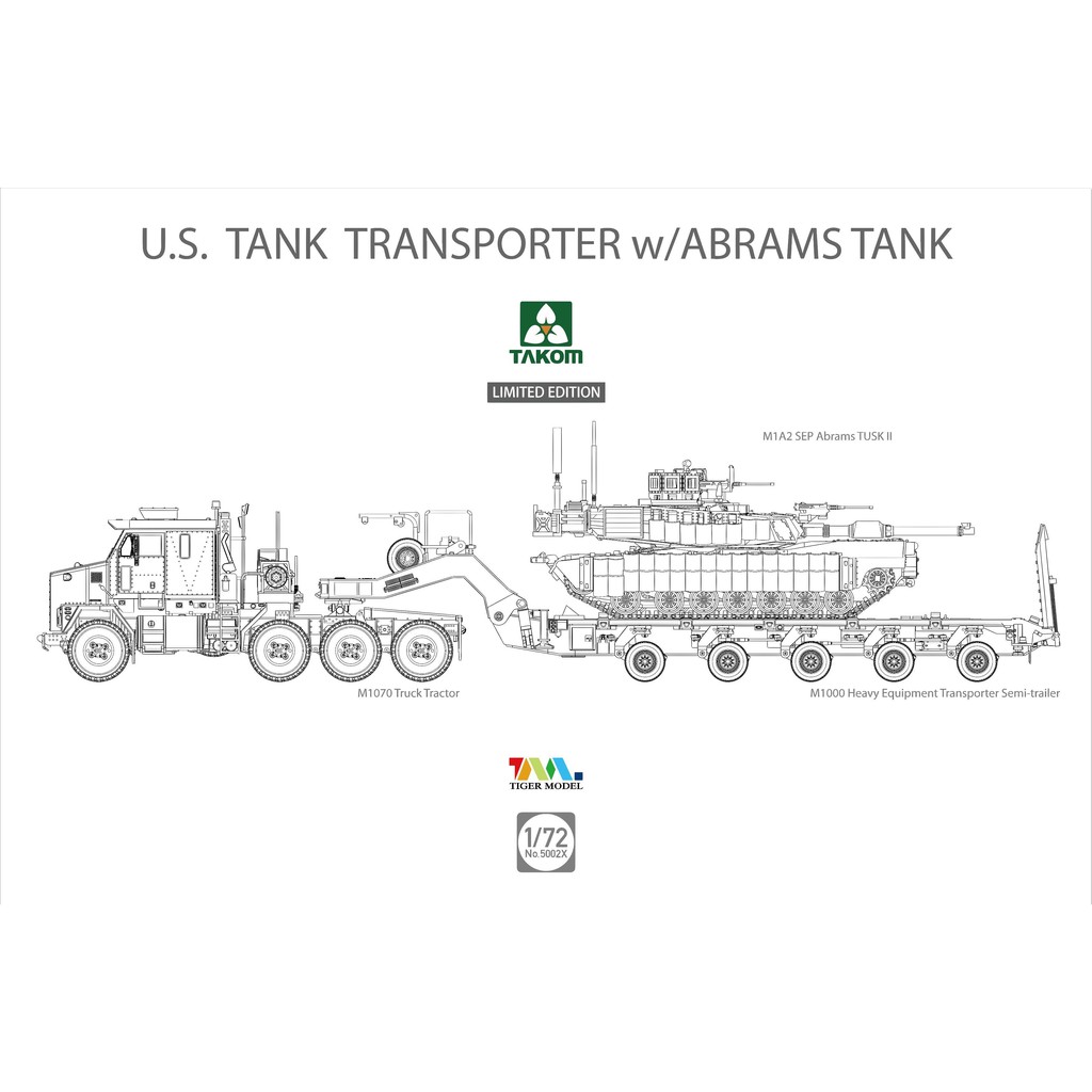 พลาสติก โมเดล ประกอบ TAKOM สเกล 1/72 U.S. M1070&M1000 70 Ton Tank ...