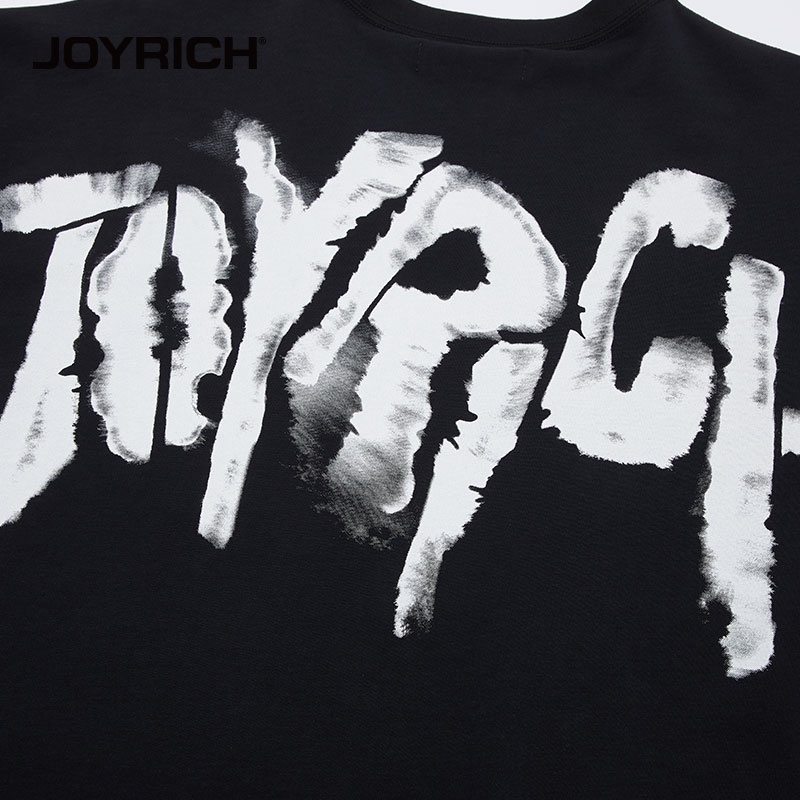 100-cotton-joyrich-เสื้อแขนสั้น-พิมพ์ลายโลโก้ตัวอักษร-สีดํา-สไตล์โมเดิร์น-สําหรับผู้หญิง