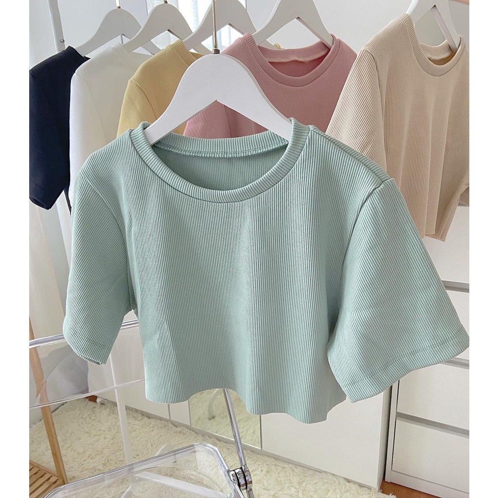 st086-crop-top-เสื้อครอปสีพื้น-เอวลอย-ทรงโอเวอร์ไซส์
