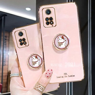 2022 New Phone Case เคส Xiaomi Redmi Note 11 / 11S / 11 Pro 5G 4G Casing Electroplating Straight Edge with Cat Stand Protective Soft Case เคสโทรศัพท