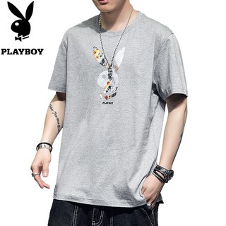 [S-5XL] Playboy เสื้อยืดลําลอง แขนสั้น คอกลม ระบายอากาศ เหมาะกับการเล่นกีฬา แฟชั่นฤดูร้อน สําหรับผู้ชาย