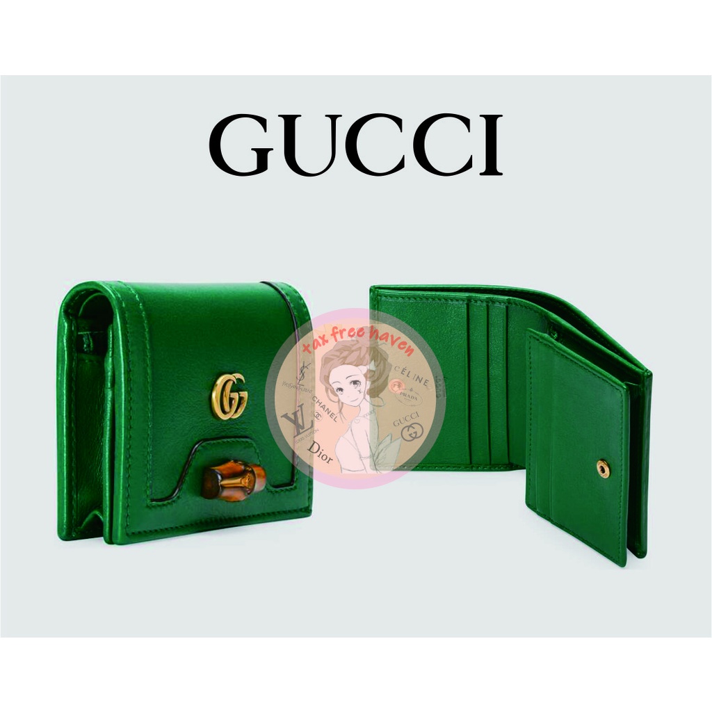 shopee-ถูกที่สุด-100-ของแท้-brand-new-gucci-diana-bamboo-card-holder-wallet