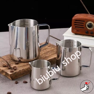 เหยือกตีฟองนม กาเทฟองนม milk Pitcher Stainless steel 304 ขนาด 350ml มีสเกล