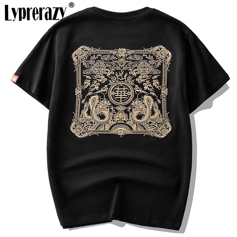 lyprerazyฤดูร้อนใหม่เสื้อยืดแขนสั้นผู้ชายปักลวดลายจีนผ้าฝ้ายstreetเสื้อยืดลำลองtops