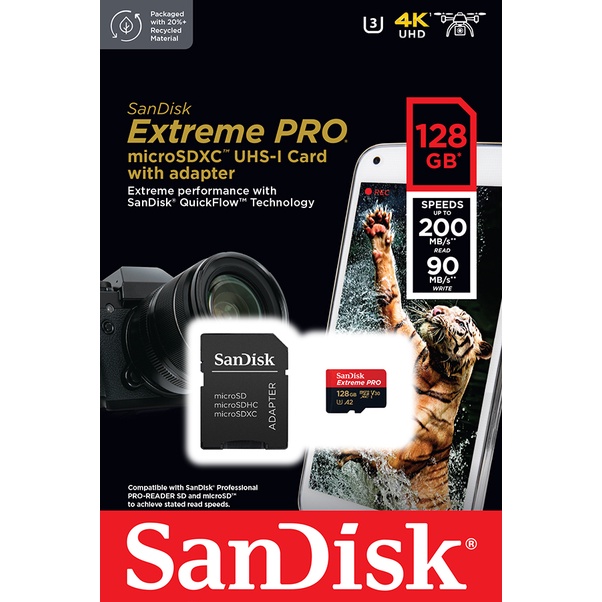 ภาพสินค้าSanDisk Extreme Pro microSDXC 128GB A2 (SDSQXCD-128G-GN6MA) ความเร็วสูงสุด อ่าน 200MB/s เขียน 90MB/s จากร้าน sandisk_thailand_officialshop บน Shopee ภาพที่ 1