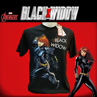 เสื้อยืดMarvel_ลิขสิทธิ์แท้ลายBlackwidowสีดำ(mvx-224)