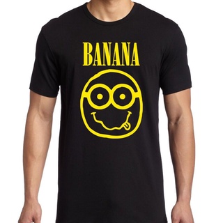 HH เสื้อยืดพิมพ์ลาย Banana Minions / Nirvana Spoof Despicable Me Grunge สําหรับผู้ชาย เสื้อยืด 2021 คอกลมเสื้อยืด