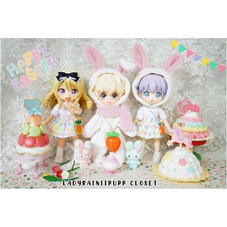 ภาพขนาดย่อของสินค้าชุดกระต่าย  Easter  อีสเตอร์คอลเลคชั่น  ชุดสเกล 1:12  Nendoroid Doll ,Obitsu 11 , TozDoll , YMY , PICCODO , DDF
