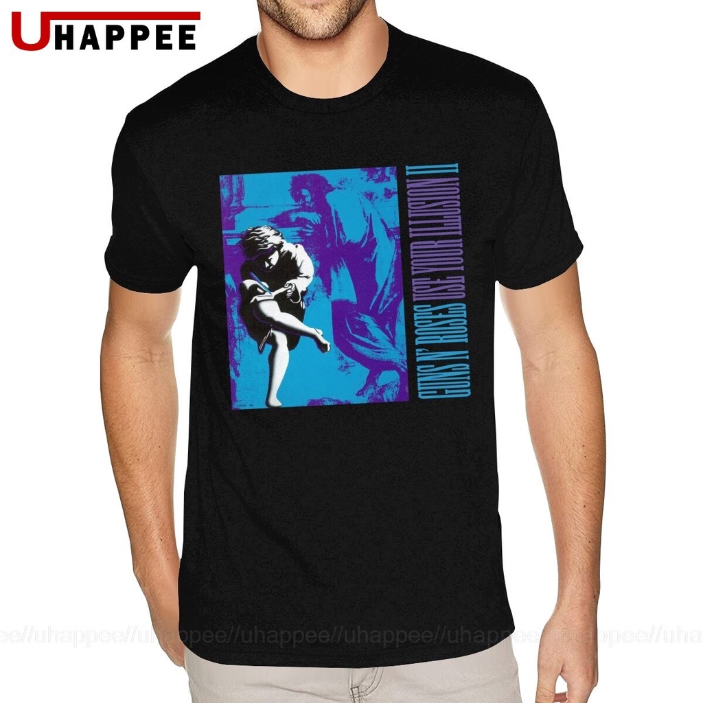 เสื้อยืดผ้าฝ้ายพิมพ์ลายคลาสสิก-เสื้อยืด-พิมพ์ลาย-guns-n-roses-use-your-illusion-ii-80s-สไตล์ฮิปฮอป-สําหรับผู้ชาย