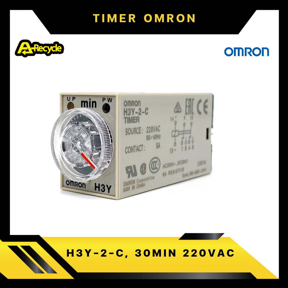 omron-h3y-2-c-30min-220vac-timer-relay-omron-2-contact-8-ขา