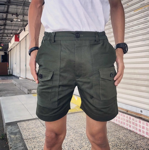 ขาสั้นวินเทจ-สีเขียวขี้ม้า
