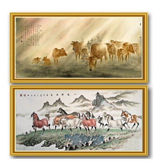 กรอบรูปมงคลตกแต่งบ้านรูปม้า+รูปวัวเช่นห้องทำงานห้องรับแขกห้องนั่งเล่นห้องนอนเป็นต้นเชต2กรอบ(ขนาด30×60)