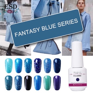 สีทาเล็บเจล GREAR สี น้ำเงิน Fantasy Blue Series 8 ml สีทาเล็บเจล Hong Kong ได้รับมาตราฐาน SGS/MSDS/CE สีติดทน แน่นสวย