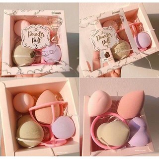 XIXI Beauty เซตฟองน้ำแต่งหน้า ฟองน้ำไข่ ได้ 4 ชิ้น เลย น้า สีมุ้งมิ้ง เนื้อแน่นเกลี่ยรองพื้นเนียนกริบ