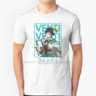 เสื้อยืดคอกลม พิมพ์ลายอนิเมะ Venti Genshin Impact สไตล์วินเทจ สําหรับเล่นเกมส์