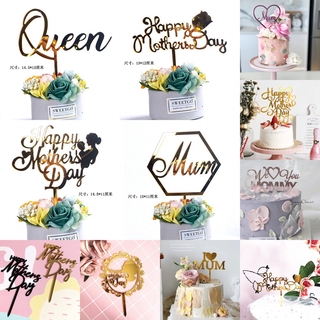 สินค้า ท็อปเปอร์อะคริลิคพิมพ์ลายตัวอักษร Mum Queen สําหรับตกแต่งเค้ก