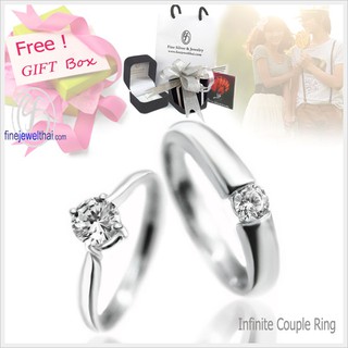 Finejewelthai-แหวนคู่-แหวนเงิน-เงินแท้ -แหวนหมั้น-แหวนเพชร-Thai made-Couple-Diamond Cz-silver-wedding-ring - Gift_set20