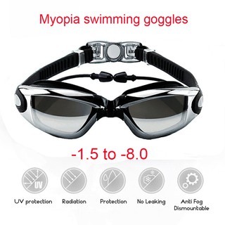ภาพขนาดย่อสินค้าแว่นตาว่ายน้ำสายตาสั้น 180-800, แว่นสายตาสั้น (สีดำ)